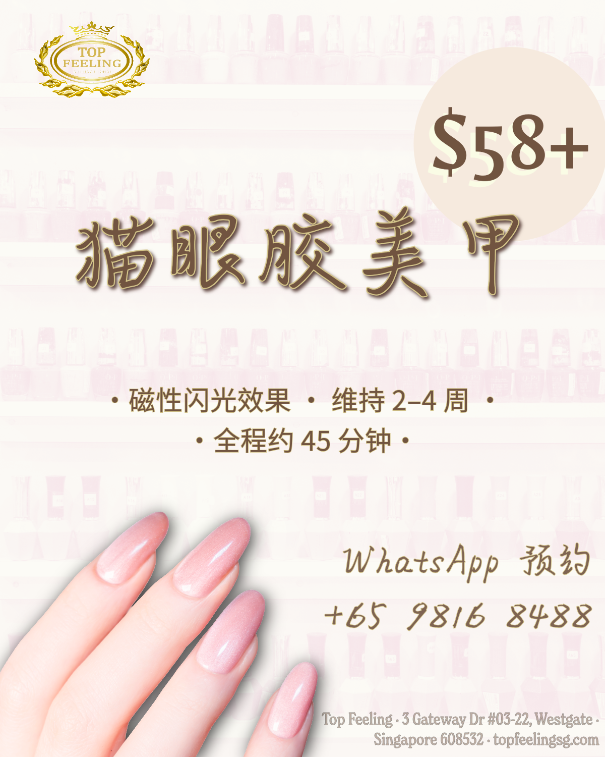 $58 猫眼胶美甲