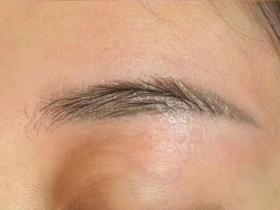 After embroidered eyebrows