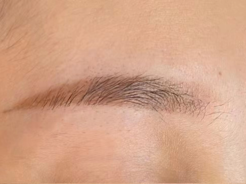 After embroidered eyebrows